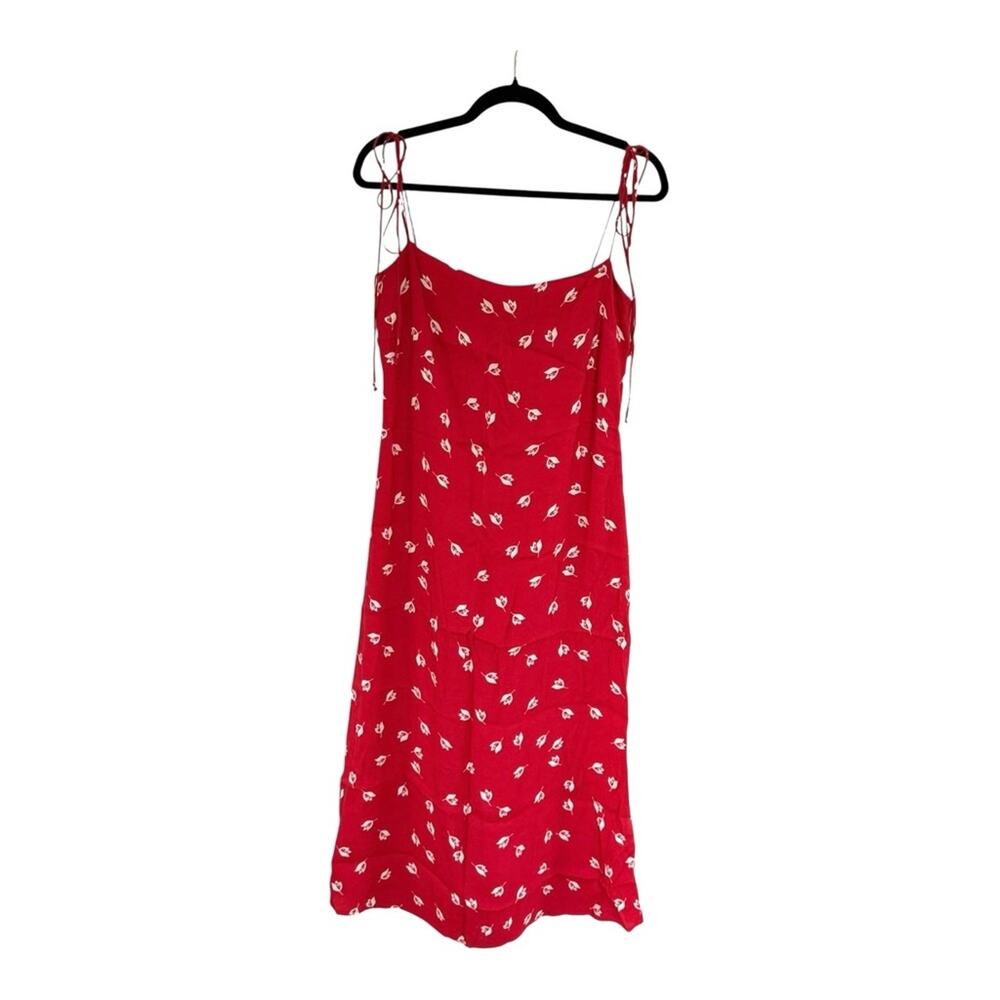 REFORMATION Finley Dress Red Floral Print Slip Midi Dress Size 4